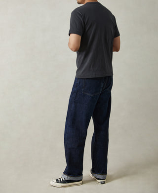Men's vintage black crew-neck athletic T-shirt with short sleeves, back view