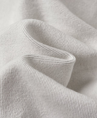 Gray terry cloth hoodie hood and neckline rib trim