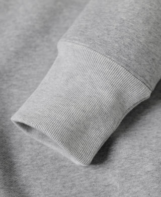 Gray fleece sweatshirt ribbed cuff with folded hem