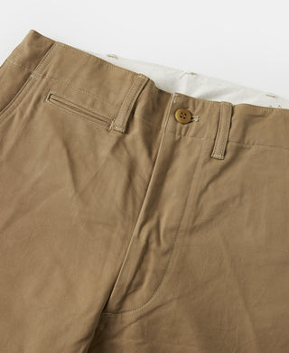 Khaki officer trousers with button waist and front pockets