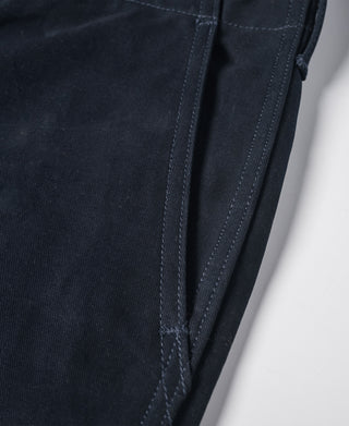 Navy officer trousers side seam and stitched detailing close-up