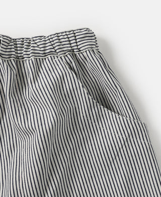 Striped cargo pants with side pocket and relaxed leg opening, blue and white