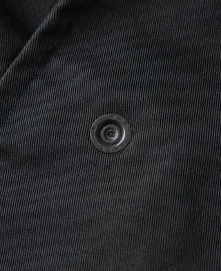 Black all-weather trench coat fabric with round button detail