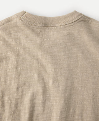 Light tan cotton T-shirt back view, crew neck