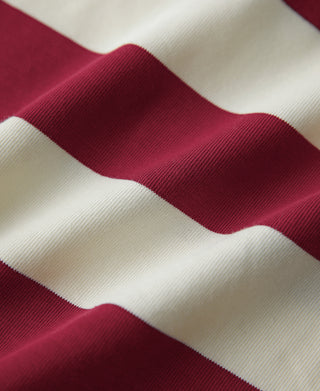 Heavyweight cotton wide striped T-shirt, red and off-white horizontal stripe fabric