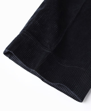 Black 8-wale corduroy trouser hem, ribbed cuff detail