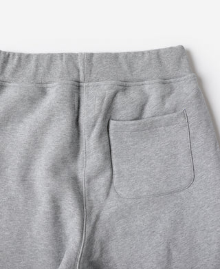 Gray heavyweight terry sweatpants with drawstring waistband and front pocket