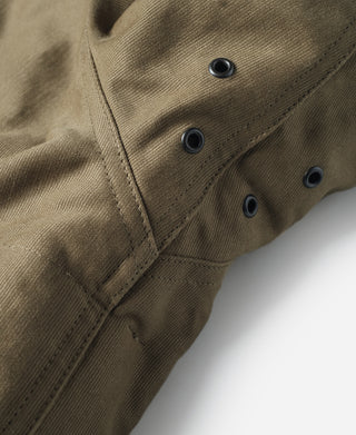 Khaki N-1 deck jacket sleeve with metal snap buttons