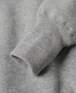 Gray terry sweatshirt sleeve cuff with ribbed knit cuff detail