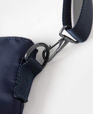 Navy helmet bag shoulder strap with metal hook and attachment ring