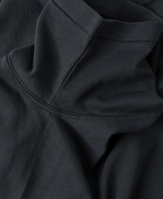 Loopwheel tubular athletic T-shirt shoulder and ribbed collar seam, vintage black