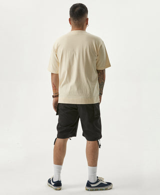 Apricot cotton pocket t-shirt, crewneck, short sleeves, back view