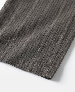 Brown pinstripe pants fabric with fine vertical stripes