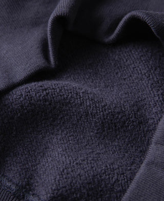Navy sweater cuff with plush textured inner fabric