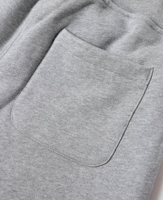 Gray heavyweight terry sweatpants, front pocket detail