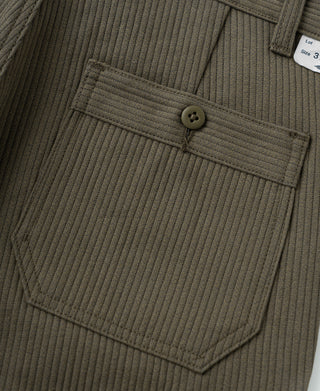 1940s Pique Stripe Cotton Work Trousers - Light Coffee