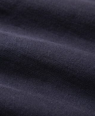 Navy heavyweight knit sweater fabric close-up with fine rib texture