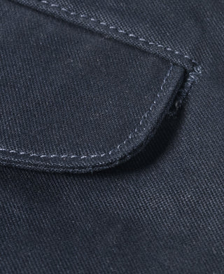 Navy officer trousers curved pocket flap edge with visible topstitching