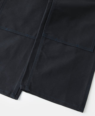 Dark navy canvas double-knee work pants with stitched reinforced leg panels