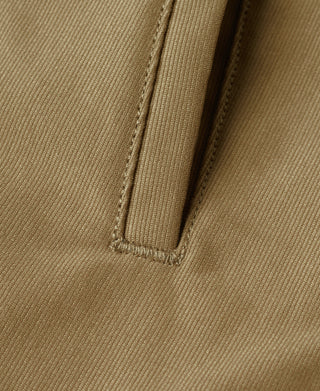 Khaki deck jacket pocket opening with stitched edges