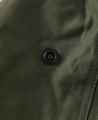 Olive cotton parka snap button on fabric yoke