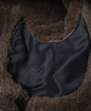Navy deck jacket fleece-lined hood opening close-up
