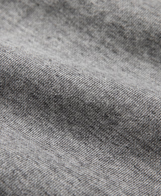 Gray raglan-sleeve sweater knit texture close-up, fine ribbed weave