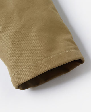 Khaki deck jacket sleeve cuff with stitched hem