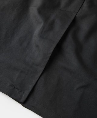 Black all-weather trench coat, sleeve and side panel with smooth woven fabric