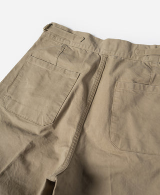 Khaki combat pants back view with square patch pockets