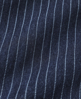Indigo pinstriped denim fabric panel