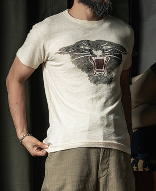 Cream CCC t-shirt with large panther head print across chest