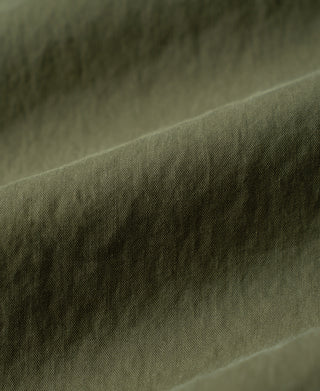 Olive cotton twill fabric with visible texture and fine weave close-up.