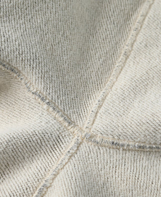 Two-tone hooded sweatshirt double-v gusset with light gray panels and stitched edges