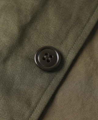 Olive field jacket sleeve cuff with dark round button