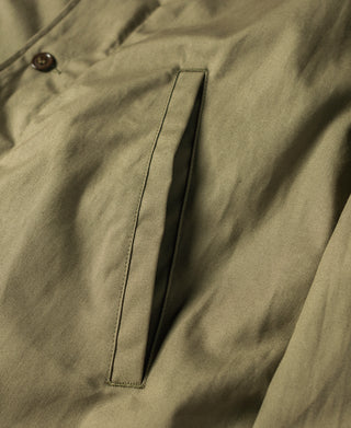 Olive field jacket chest with vertical button flap detail