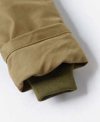 Khaki deck jacket with ribbed knit inner cuff
