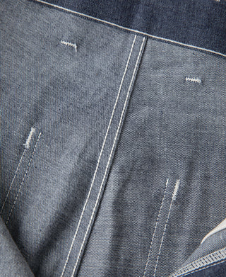 US Army M-40 dungaree fatigue pants, indigo denim with front seam and fly stitching
