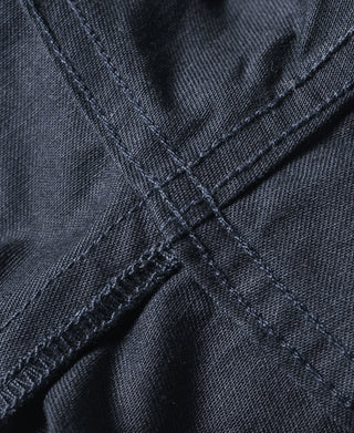 Navy officer trousers cross-stitch reinforcement at pocket or seam