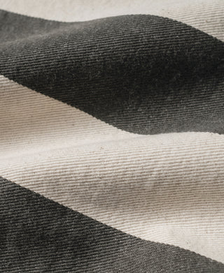 Wide striped prisoner pants fabric, white base with dark gray horizontal stripes