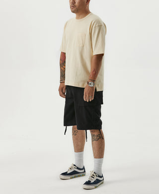 Apricot cotton pocket t-shirt, crewneck, short sleeves, front view