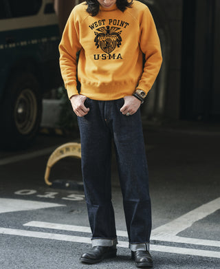 Yellow raglan crew sweatshirt with West Point USMA graphic
