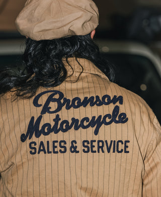 Khaki striped chore coat back print: 
