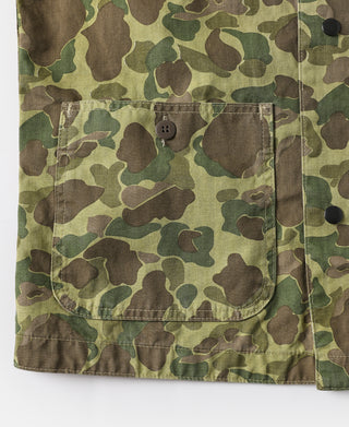 Camouflage duck hunter camo jacket, chest pocket with flap and snap button
