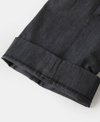 Dark gray chino trousers with wide cuff and stitched hem detail