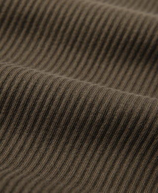 Ribbed knit fabric texture in olive-brown