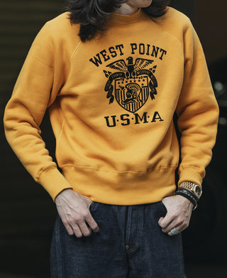 Yellow raglan sweatshirt front with West Point USMA crest