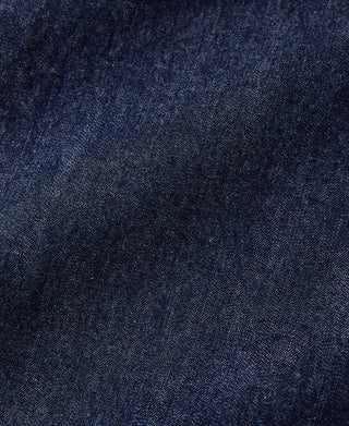 Indigo denim pullover jumper fabric close-up