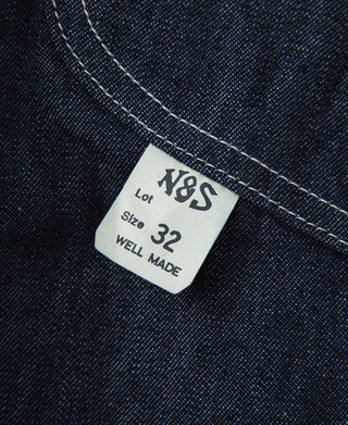 Indigo denim painter pants, interior size tag marked "Size 32"
