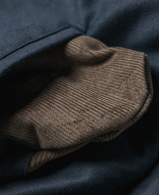 N-1 deck jacket interior rib-knit cuff with brown shearling lining